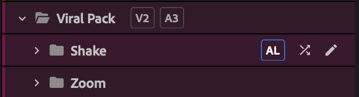 With Shift held, the folder shows the AL tag