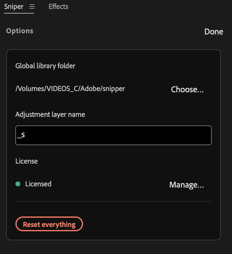 The Options screen
